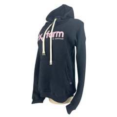 Moletom Feminino Texas Farm Modelon Canguru Preto Logo Rosa BB Ref:MTF015