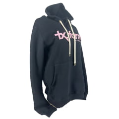 Moletom Feminino Texas Farm Modelon Canguru Preto Logo Rosa BB Ref:MTF015
