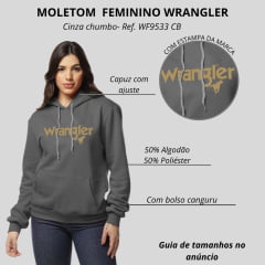 Moletom Feminino Wrangler Com Capuz Modelo Canguru Cinza Chumbo Estampado Amarelo Ref:WF9533 CB