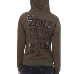Moletom Feminino Zenz Western Expedição C/ Capuz C/ Bordado De Índio Ref:ZW0123027-COD:1014