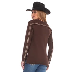 Moletom Feminino Zenz Western The Queen Marrom Bordado Botas Com Brilhos E Detalhes Tachinhas Nas Mangas Ref:ZW0124047