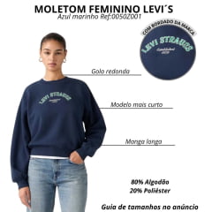 Moletom Suéter Feminino Levi's Vintage Sweartshirt Azul Escuro Estampa Verde E Branca Ref:0050Z0001