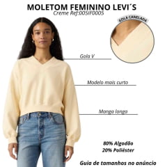 Moletom Suéter Feminino Levi's Vintage V-Neck Sweartshirt Creme Ref:005IF0005