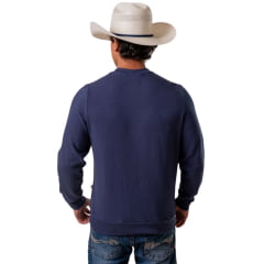 Moletom Unissex Texas Farm Gola Careca Lifestyle Azul Marinho Estampa Branca - REF:MTC002