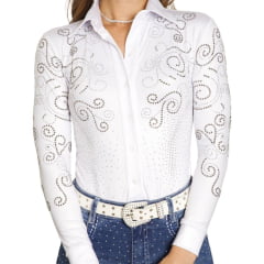 Body Feminino Country City Kiara Branco Bordado Strass Ref: 222