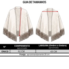 Poncho Feminino Turkese Tennesse Brown Suede Marrom Franjas Aberto Aplicação Ouro Velho Ref: PON6602