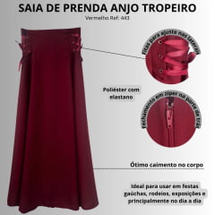 Saia De Prenda Anjo Tropeiro Vermelho Escuro Com Fita Ref: 443