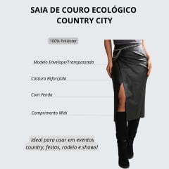 Saia Feminina Country City Preta Midi Iza Mais Gata Envelope Ref.0062