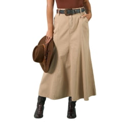Saia Feminina Miss Country Longa Brisa Bege Com Cinto REF: 003331