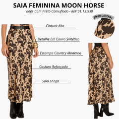 Saia Feminina Moon Horse Dany Longa Tecido Bege Com Preto Camuflado REF:01.13.538