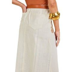 Saia Feminina Moon Horse Longa Midi Liz Off White Com Bordado Ref:01.11.449