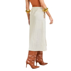 Saia Feminina Moon Horse Longa Midi Liz Off White Com Bordado Ref:01.11.449