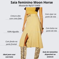 Saia Feminina Moon Horse Longa Midi Mocca Cor Mostarda Ref:0110400