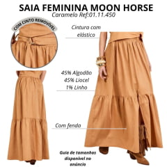 Saia Feminina Moon Horse Loren Longa Caramelo Com Cinto Ref:01.11.450