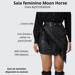 Saia Feminina Moon Horse Minissaia Charlotte Preta Com Detalhes Franja Ref:0109360UN