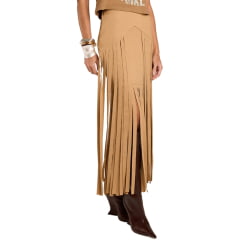 Saia Feminina Moon Horse Suit Bege Com Franjas Longas - Ref:01.13.539BG