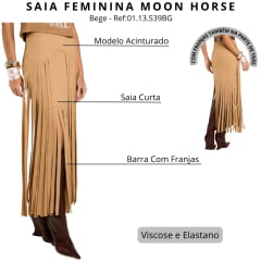 Saia Feminina Moon Horse Suit Bege Com Franjas Longas - Ref:01.13.539BG