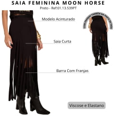 Saia Feminina Moon Horse Suit Preta Com Franjas Longas Ref:01.13.539PT
