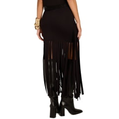 Saia Feminina Moon Horse Suit Preta Com Franjas Longas Ref:01.13.539PT
