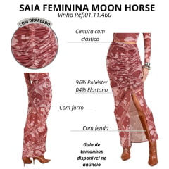 Saia Feminina Moon Horse Tule Cow Style Vinho Estampada Ref:01.11.460