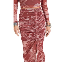 Saia Feminina Moon Horse Tule Cow Style Vinho Estampada Ref:01.11.460