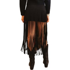 Saia Feminina Turkese Hollywood Black Curta Com Franjas Longas - REF:SA06602