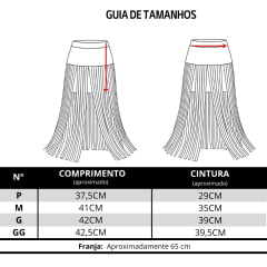 Saia Feminina Turkese Hollywood Black Curta Com Franjas Longas - REF:SA06602