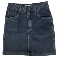 Saia Feminina TXC Curta Jeans Preto Com Stretch Etiqueta Da Logo Ref:60031-S