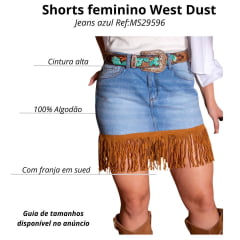 Saia Feminina West Dust Jeans Médio Apache Com Franjas Ref:MS29596