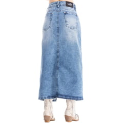 Saia Feminina Zenz Western Midi Farm Life Com Abertura Frontal E Tachinhas Fivela E Couro Preto Ref: ZW0325032-1608