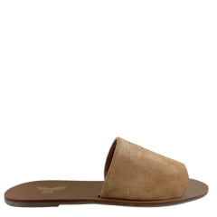 Sandália Rasteirinha Zenz Western Couro Camurça Caramelo Bordado Florão Ref: ZW0325070-1910