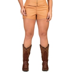 Shorts Feminino Buphallos Alfaiataria Caramelo Ref: 1571