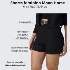 Shorts Feminino Moon Horse Mila Preto Com Costura Dourado Ref:0109364UN