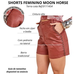 Shorts Feminino Moon Horse Tile Terra Cota Com Detalhes Pedraria Ref:01.11.454