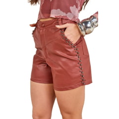 Shorts Feminino Moon Horse Tile Terra Cota Com Detalhes Pedraria Ref:01.11.454