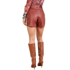 Shorts Feminino Moon Horse Tile Terra Cota Com Detalhes Pedraria Ref:01.11.454