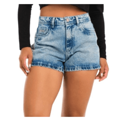 Shorts Feminino Stabulos Jeans Delavê Horse Prata e Brilho STB413