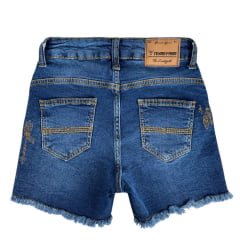 Shorts Feminino Texas Farm Jeans Western Show Com Bordado Em Dourado Ref:SJF007