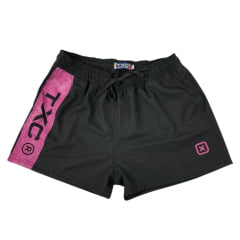 Shorts Feminino TXC Preto X-Sweat Com Logo Em Rosa Ref.23332