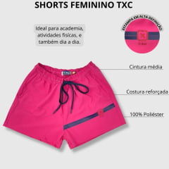 Shorts Feminino TXC Rosa X-Sweat Com Logo Em Azul Ref.23331