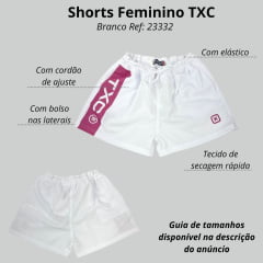 Shorts Feminino TXC X-Sweart Branco Com Logo Lateral Rosa Ref:23332