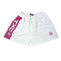 Shorts Feminino TXC X-Sweart Branco Com Logo Lateral Rosa Ref:23332