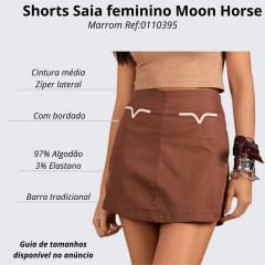 Shorts Saia Feminino Moon Horse Callie Marrom Com Detalhes Creme E Bolsos Ref:0110395