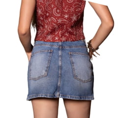 Shorts Saia Feminina Turkese Jeans Lavagem Víntage Ref: ST11501