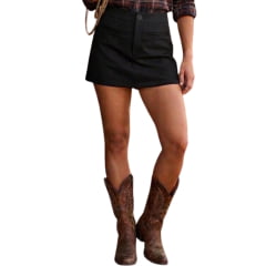 Shorts Saia Feminino Moon Horse Tiffy Preto Bordado Cinza REF:01.13.544