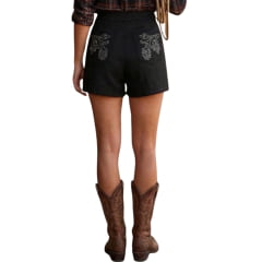 Shorts Saia Feminino Moon Horse Tiffy Preto Bordado Cinza REF:01.13.544