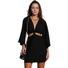 Vestido Feminino Country City Preto Letícia Com Aberturas Frente e Costas Ref: ML2035