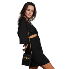 Vestido Feminino Country City Preto Letícia Com Aberturas Frente e Costas Ref: ML2035