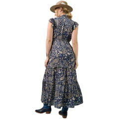 Vestido Feminino Miss Country Paisley Azul Longo Estampado Ref: 3339