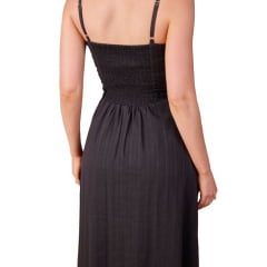 Vestido Feminino Moon Horse Any Preto Longo Com Abertura De Alças Com Bordado Renda Ref:01.12.504